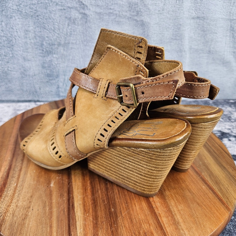 Miz Mooz Womens Kipling Sandals Wedge Heel Slingback Tan Leather 38 US 7.5-8 - Picture 4 of 12